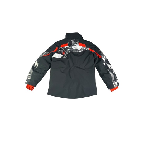 Spyder Boys Ski Jacket Size 10 Black Grey Orange Camo Full Zip Winter Coat - Picture 8 of 9